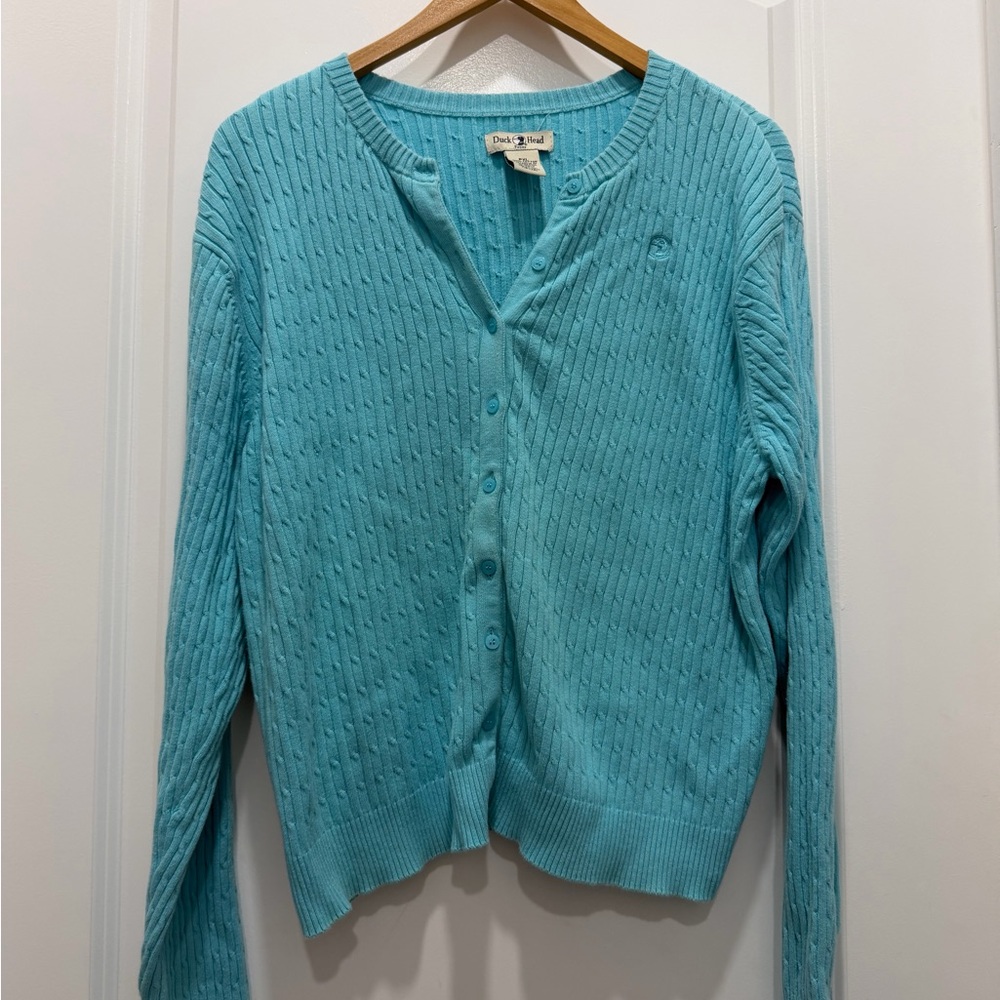 Duck Head Turquoise Button-Up Cardigan